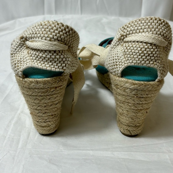 Pima 2 made in Spain blue and white ankle wrap espadrille sandals - Picture 2 of 10